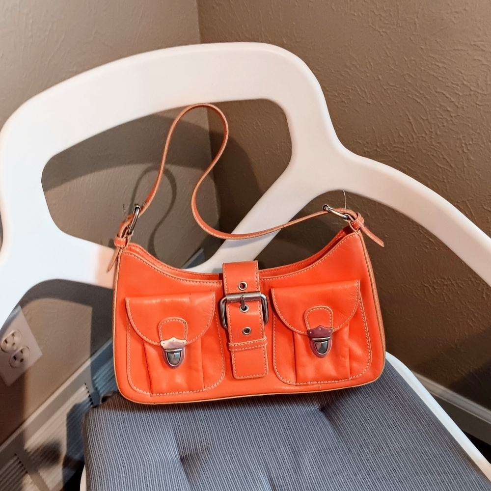 Hype Orange Leather Shoulder Bag